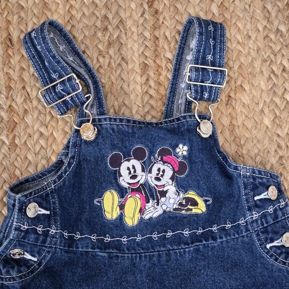 Vintage‎ Minnie Mouse Embroidered Dress Overalls Bibs Girls Size 5/6 - Picture 2 of 9